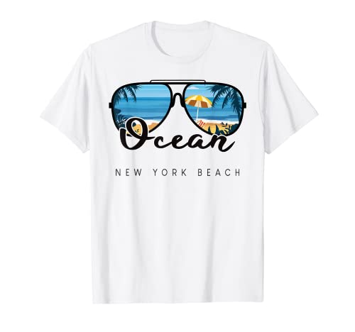 Ocean Beach New York Palm Tree Gafas de sol de recuerdo Camiseta