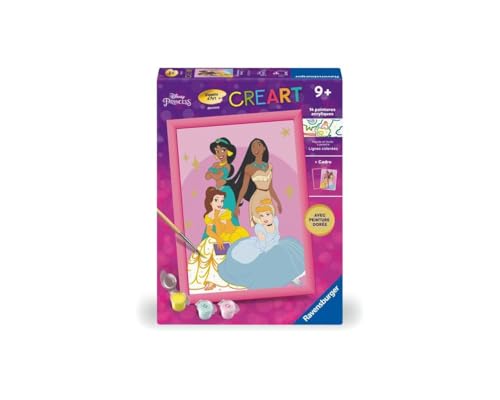 CreArt Kids 18x24cm Disney Princess, Kit de peinture par numéros Numéro d'Art, Des 7 ans, 25843, Ravensburger