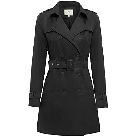 SS7 Women's Black Trench Coat with Belt Cover