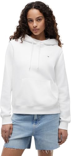 Tommy Jeans Tjw Reg S Flag Hoodie Dw0Dw19958, Felpa con Cappuccio, Donna, Bianco (White), S