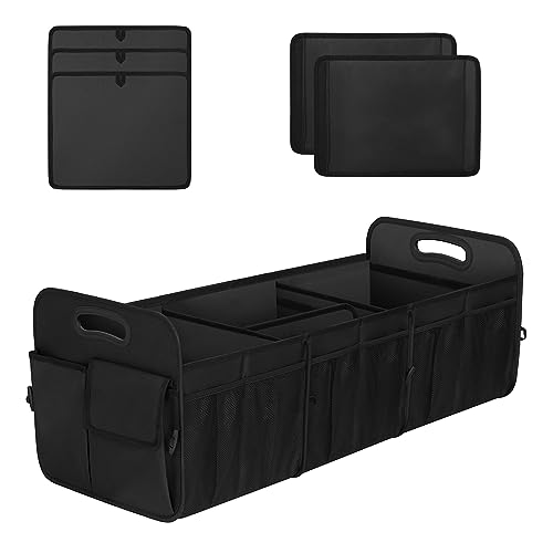 Image of Femuar Large Capacity Trunk Organizer, Waterproof Car Accessory, Non-Slip, Foldable, Suitable for All Vehicles, Black