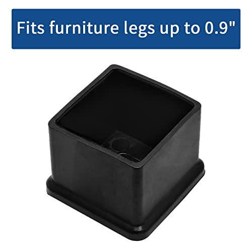 Coufce 12Pcs 1 Inch X 1 Inch Black Square Rubber Furniture Leg Protectors, Pvc Rectangle Furniture Leg Caps, Rubber Protectors For Table, Chair, Desk, Floor(25Mm X 25Mm) #TOP3