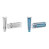 Marvis Dentifricio per Fumatori con Menta Sbiancante, 85 ml & Dentifricio Aquatic Mint, 85ml