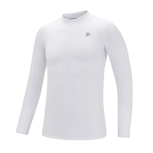Devoropa Youth Boys Compression Thermal Shirts Long Sleeve Undershirt Fleece Baselayer Mock Top White M thumb #1