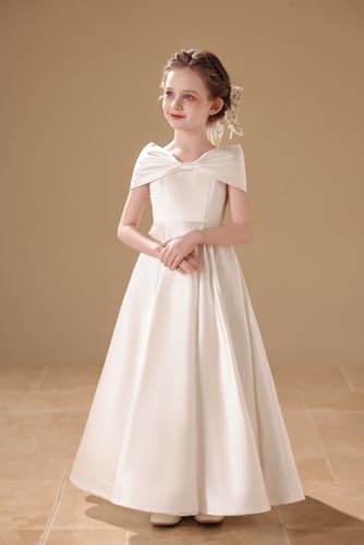Satin Flower Girl Dresses for Wedding First Communion Dresses for Girls A Line Floor Length Pageant Party Dress2