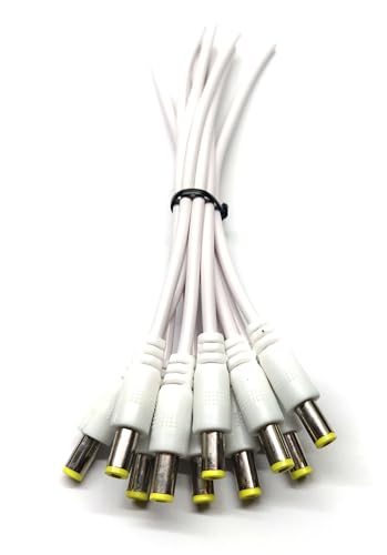Image of TAAPSEE DC Power Male Cable Wire Connector for CCTV Security Camera and Lighting Power Adapter(2.1mm x 5.5mm) (WHITE, 10)
