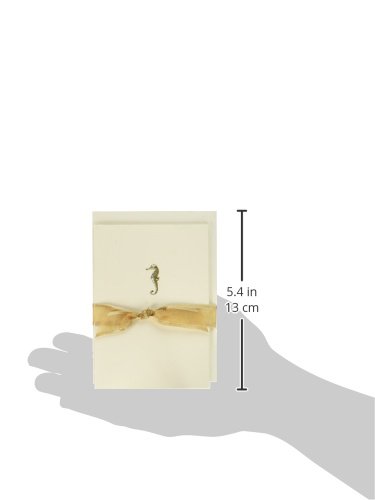 Image of Graphique Seahorse La Petite Presse Boxed Notecards - 10 Embossed and Embellished Gold Foil Seahorse Blank Cards with Matching Envelopes, 3.25 inch inch x 4.75 inch inch inch (L1329CB)