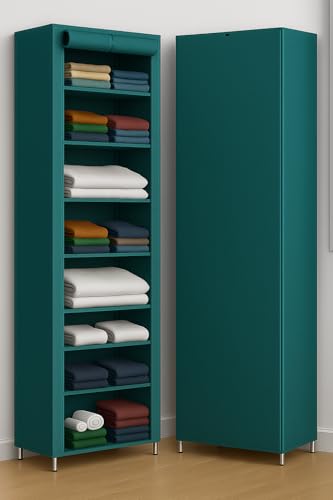 Image of VIPEK Foldable Wardrobe for Clothes, Cloth Organizer for Storage with 6 Shelves, Multipurpose Clothes Rack for Home & Bedroom (Firozi, 9 Layer)