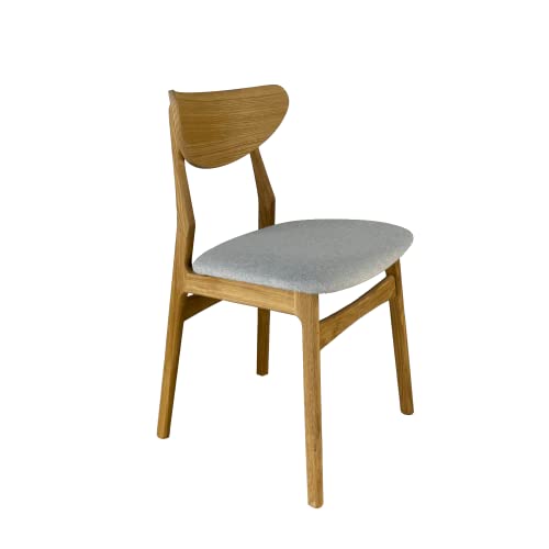 treesure Stuhl, Massivholz, Eiche, Kunstleder, Küchenstuhl, Esszimmerstuhl, Lounge Stuhl, Designerstuhl (Eiche, Grau)