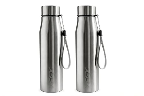 Image of REGX Stainless Steel Water Bottle 700 ml, Single Wall BPA Free Reusable Bottle for School Office Gym Travel, Leak Proof Metal Bottle with Lid, Silver, Food Grade Steel