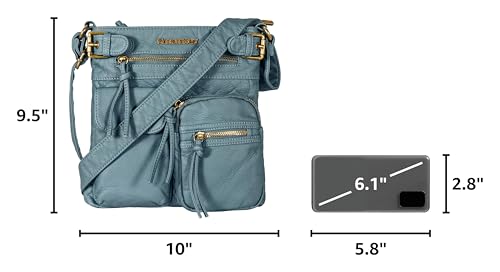 Image of Montana West Crossbody Bag for Women Multi Pocket Shoulder Medium Travel Purses Ultra Soft Washed Leather
