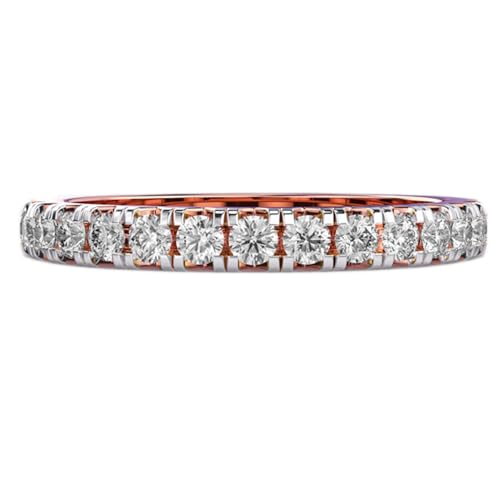 Bague d'éternité en moissanite de luxe faite main plaqué or rose pour femme