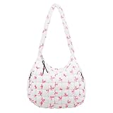 Quilted Puffer Tote Bag for Women,Large Floral Quilted Crossbody Shoulder Pouch Puffy Handbag,Lightweight Carryall Purse Padding Hobo Bag with Zipper,Cute Aesthetic Tote for Travel Gym(Pink-Bowknot)