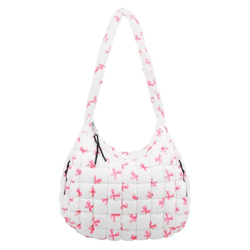 Image of Quilted Puffer Tote Bag Purse Puffy Crossbody Shoulder Bag,Lightweight Nylon Hobo Bag Puffer Carryall Bag for Women Girl