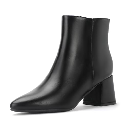 IDIFU Black Boots for Women Ankle Low Short Chunky Block Heel Booties Fall Pointed Toe Dress Booty...