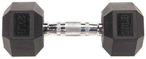 Signature Fitness Rubber Encased Hex Dumbbell, 20Lb Pair #TOP3