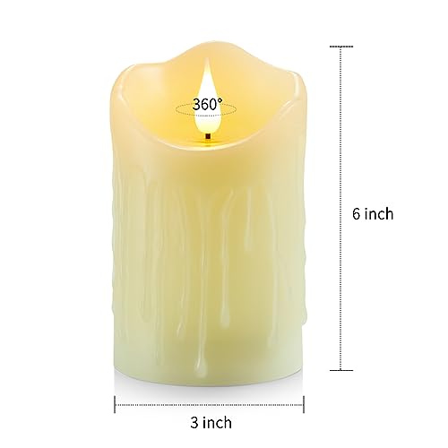 Image of Flickering Flameless Candles, Battery Operated Candles, led Candles with Remote and Timer, led Pillar Candle Real Wax, Led Candle for Home, Wedding, Halloween, Christmas, Party 3 inch x 6 inch