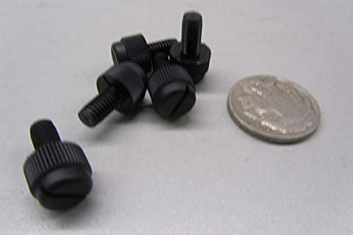 Nylon Knurled Slotted Head Thumb Screws Black 10-32 x .375" Length, 100 Pcs