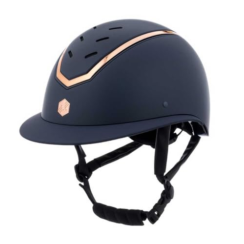Charles Owen Kylo Wide Peak - Gorro de equitación, color azul marino mate/oro rosa, 58-61 cm