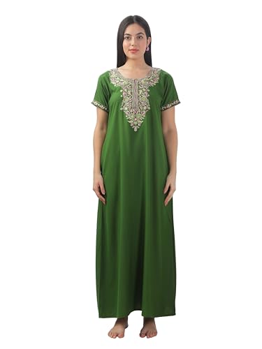 Image of 9shines Label Stylish Alpine Nighty Maxi for Women | Full Length Trendy Nightgown | Premium Nightdress | Nightwear | Heavy Embroidery Nighty with Pockets(2891)