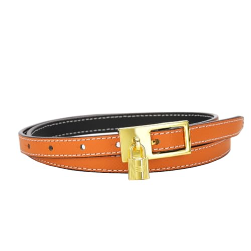 Womens Leather Belt for Jeans Pants Ladies Lock Buckle Design Skinny Dresses Belt