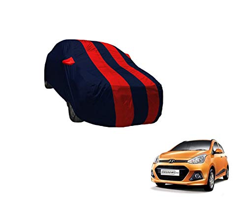 Image of Auto Hub Car Cover Compatible with Hyundai Grand i10 with Weather Proof, Mirror Pocket, Triple Stitched, Grand i10 Car Cover- Navy-Red