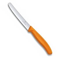 Victorinox Wavy Edge Steak & Tomato Knife Blade, Round Tip, Orange, 6.7836.L119