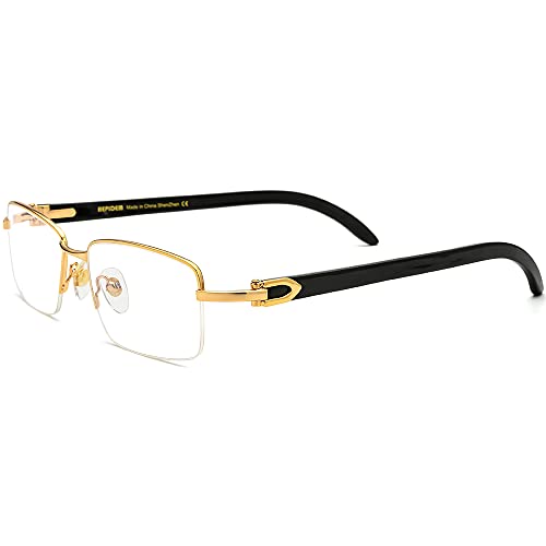 Image of HEPIDEM 100% Really Buffalo Horn Handmade Sun Glasses Square Rimless Luxury BUffs Sunglasses 0816