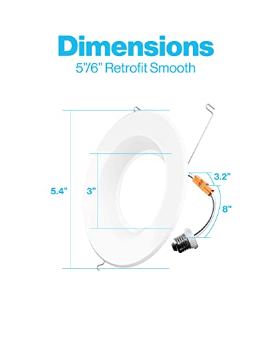 Sunco Led Recessed Lighting 6 Inch, 4 Pack 3000K Warm White 50,000 Hour Lifetime, Dimmable Can Lights, Smooth Trim, 13W=120W, 965Lm, Damp Rated, Retrofit Installation - Ul Certified #TOP6