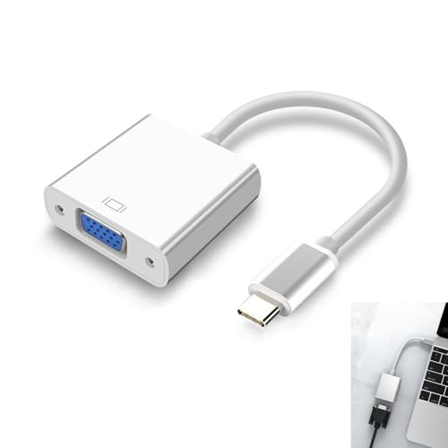 USB C to VGA Adapter, Thunderbolt 3/4 to VGA Adapter, USB 3.1 Male to Female Converter for iPhone 16 15 Pro/Max, MacBook Pro/Air, iPad, iMac, Dell, XPS, Surface Book 3, HP X360, Projector