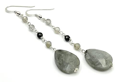 Boucles d'oreilles labradorite en argent 925 anti-allergie - 6