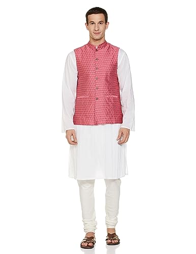 Amazon Brand - Symbol Men's Nehru Jacket with Band Collar & Button Closure L.Pink1 2XL - Image 7 thumbnail