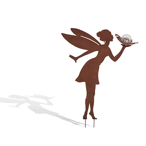 Solarleuchte Garten - Elfe mit Glaskugel - Solarlampe Gartenlampe...