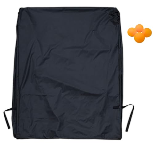 EZCOL Ping Pong Table Cover in Black - Durable Waterproof Indoor/Outdoor All Weather Protection, Universal Fit for 9x5 Ft Folding Table Tennis Tables - Complete with 4 Ping Pong Balls