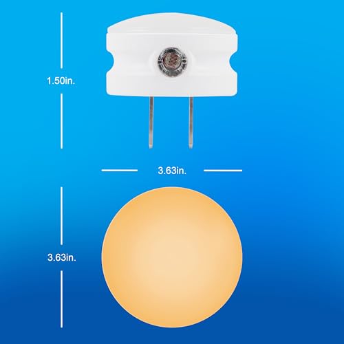 WIAONE GE SleepLite LED Night Light, 2 Pack, Melatonin, Dusk-to-Dawn Sensor, Natural Sleep Aid,Plastic, Warm Amber, Compact, Ideal for Bedroom, Nursery, Bathroom, Hallway, 45247, 2 Count