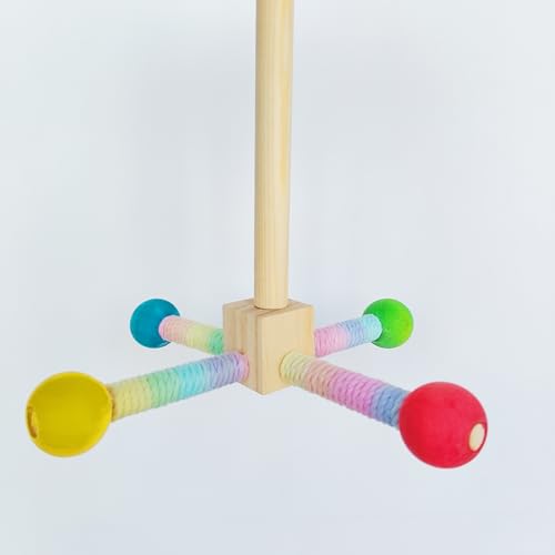 Image of Bird Spinner Toy, Tyotrbs Bird Perch Toy, Parrot 360 Interactive Rotating Toy, Budgie Cage Accessories for Small Birds to Expend Energy, Wooden Stand for Parakeet Cockatiel Lovebird Conures