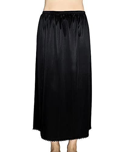 Image of Women's Half Slips for Under Dresses Anti-static Elastic Waist Lace Plus Size Long Underskirt