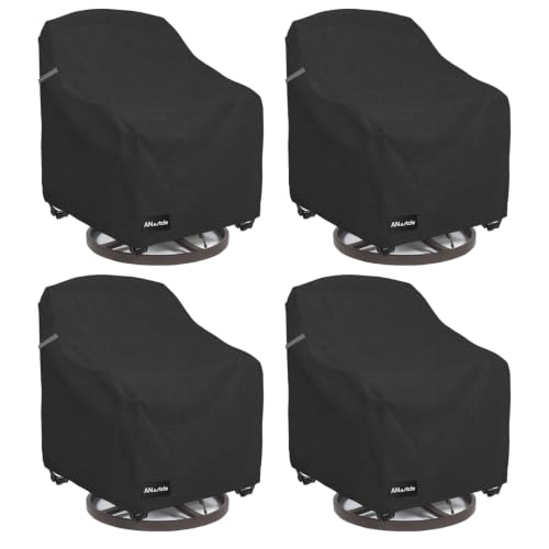 Image of ANartcle Swivel Patio Chair Cover 4 Pack,600D Waterproof Heavy Duty Outdoor Chair Cover(28 W x 33 D x 36 H inches),Patio Furniture Covers,Outdoor Furniture Covers Waterproof,Black