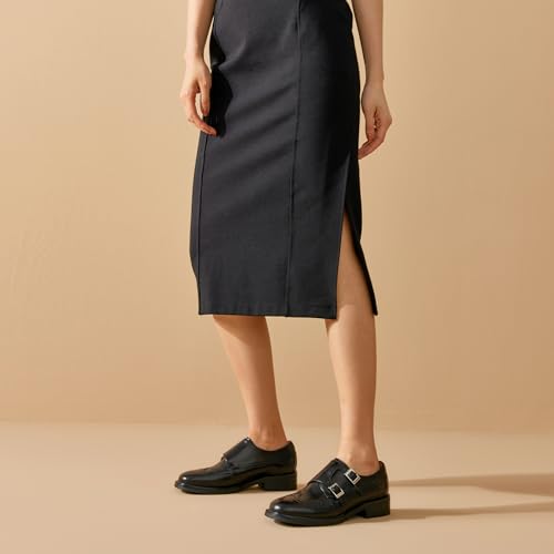 Image of BEAU TODAY Women Monk Strap Loafers Cap Toe Business Causal Loafer Shoes