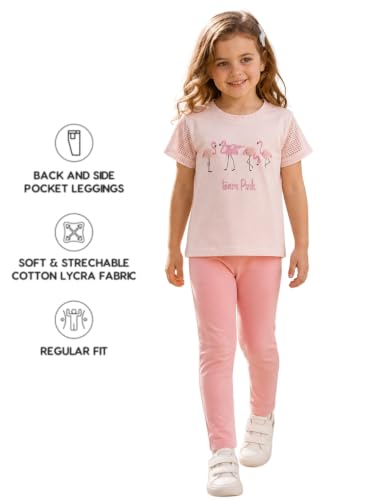 Image of Pilolo Kids Soft Cotton Lycra Solid Ankle Pocket Leggings for Girls