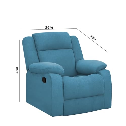 Image of Kayro Comfy Fabric | 1 Seater Recliner Sofa, Premium Fabric Upholstery, Soft Padded Body with Comfortable Cushions, Manual Recliner Chair for Living Room & Home Relaxation | Turquise