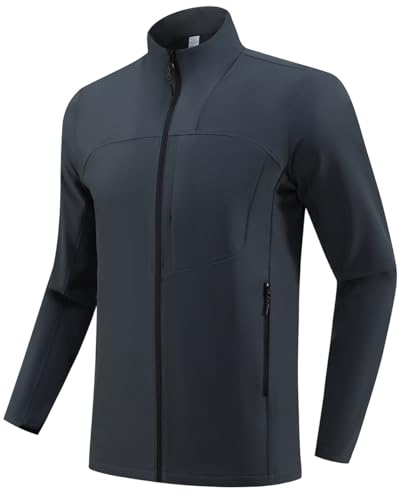 Image of Men's Lightweight Softshell Jacket Waterproof Windbreaker Work Jackets Coats for Tactical Hiking Outdoor with Pockets(Dark Grey,XL)