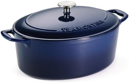 Tramontina Bestow Enameled Cast Iron Dutch Oven Pot with Lid, Round 5.5-quart, Blue