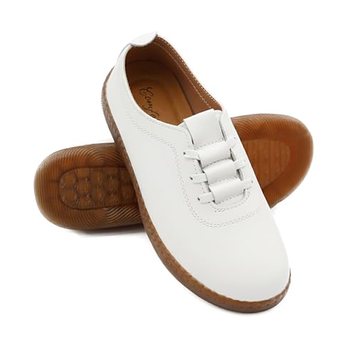 Zerimar Zapatos Cordones para Mujer - Calzado Elegantes y Cómodas - Calzado Femenino con Estilo y Confort - Blanco, Talla 38