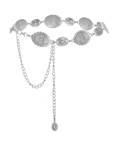 DAJOOEE Western Cowgirl Belts for Women Metal Chain Belt for Cowgirl Dresses Country Concert Outfit