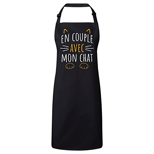 Tablier de cuisine chat mignon pour couple | Idée cadeau originale animaux
