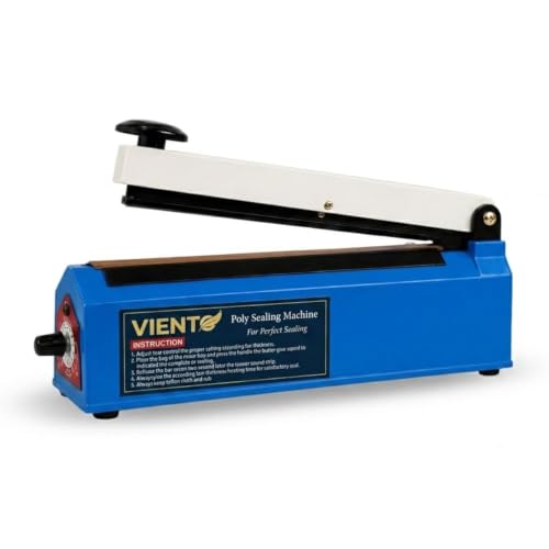 Image of 10 inch Impulse Heat Sealing Machine with Adjustable Temperature, Portable Poly Bag Sealer for PE /PP Laminated Pouches, Strong Airtight Seal, Durable Metal Body, 1-Year Warranty for Home & Business (Blue)