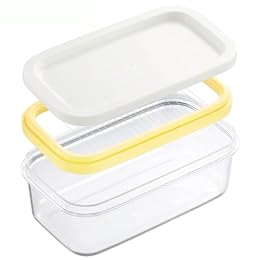 UNIVIVO Plastic Butter Cutter Slicer, Butter Dish Container with Lid for Fridge, Easy Cutting Two 4oz Sticks Butter(Not Airght, Small 200g)