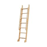 KINMADE 7 ft Rolling Library Ladder, Sturdy Wood Step and Build-in Handrail, Multi-use for Loft Stai