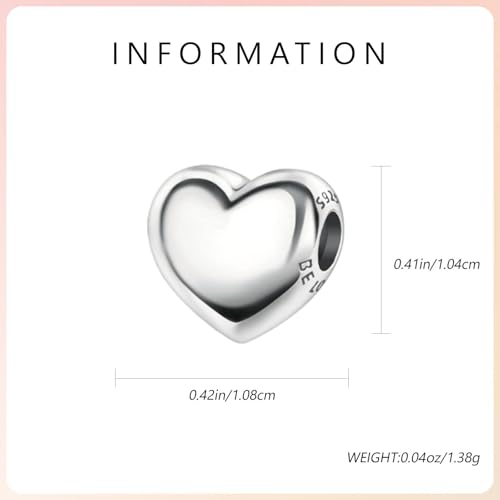 S925 Heart Charms for Pandora Bracelets and Necklaces, Gifts for Family Friend Loved One In Anniversary Birthday Christmas Mothers Day Valentine'S Day2